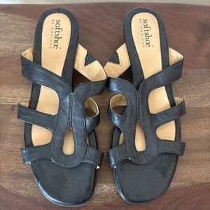 Sofft Size 8 M Women Sandal Slide Black Leather